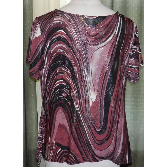 Dressbarn size 2X stretch blend pull over purple shimmering top plus size women - Picture 2 of 6
